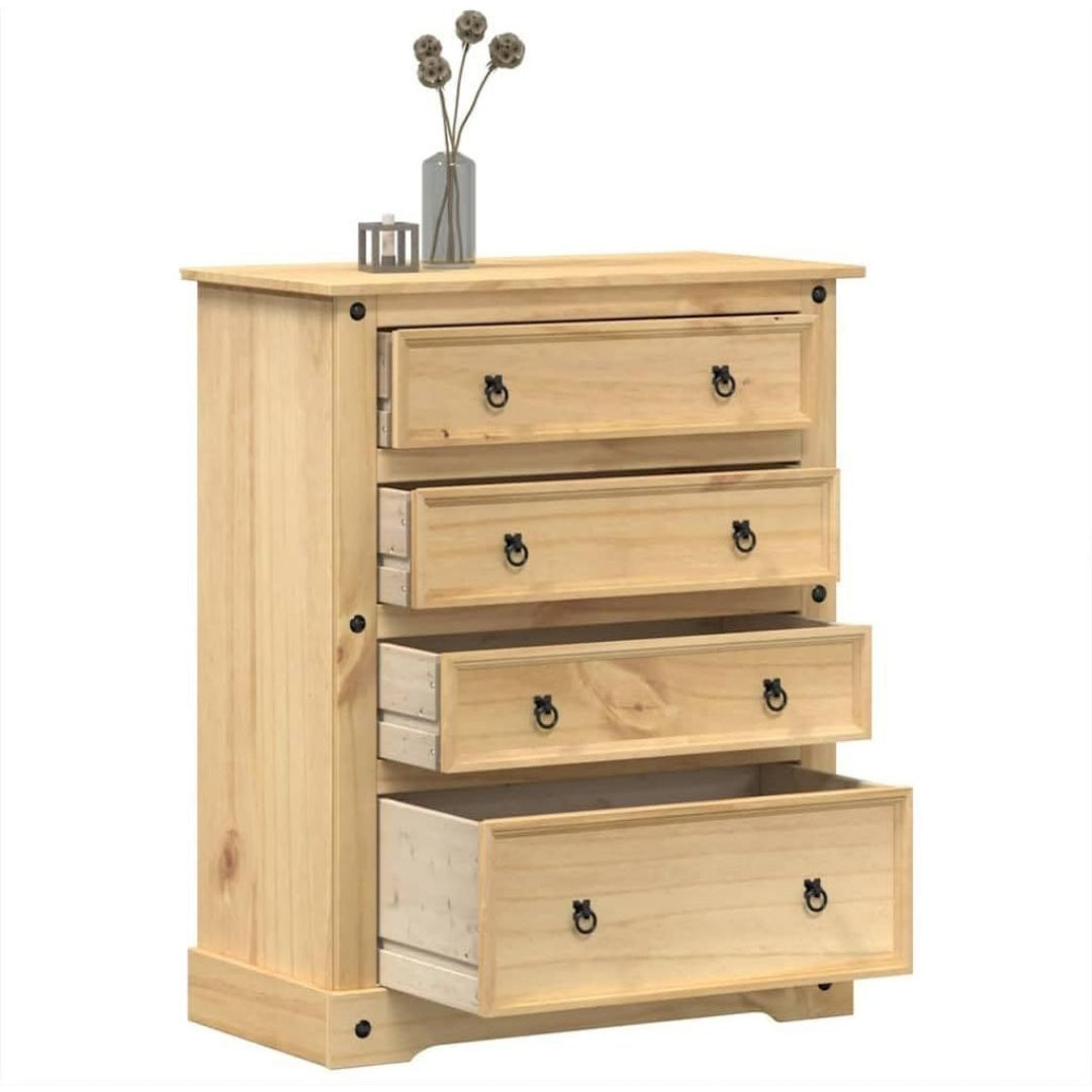 Une silhouette equilibree pour ce commode avec tiroirs, avec portes, teinte naturel et bois naturel