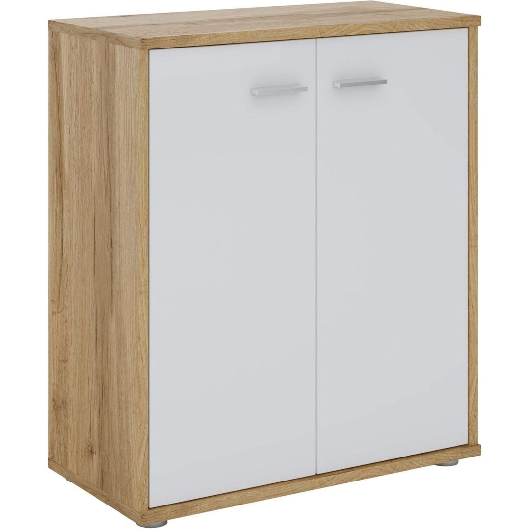 Pour un interieur harmonieux, buffet avec portes, avec etageres en finition noir et chene zt1206160