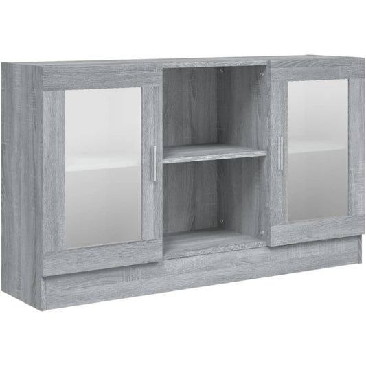 Un espace mieux organise grace a ce armoire a l'aspect bois, finition gris et bois naturel