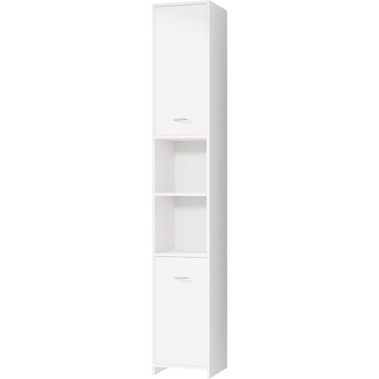 Le charme du rangement avec ce commode avec portes, avec etageres, coloris blanc et noir