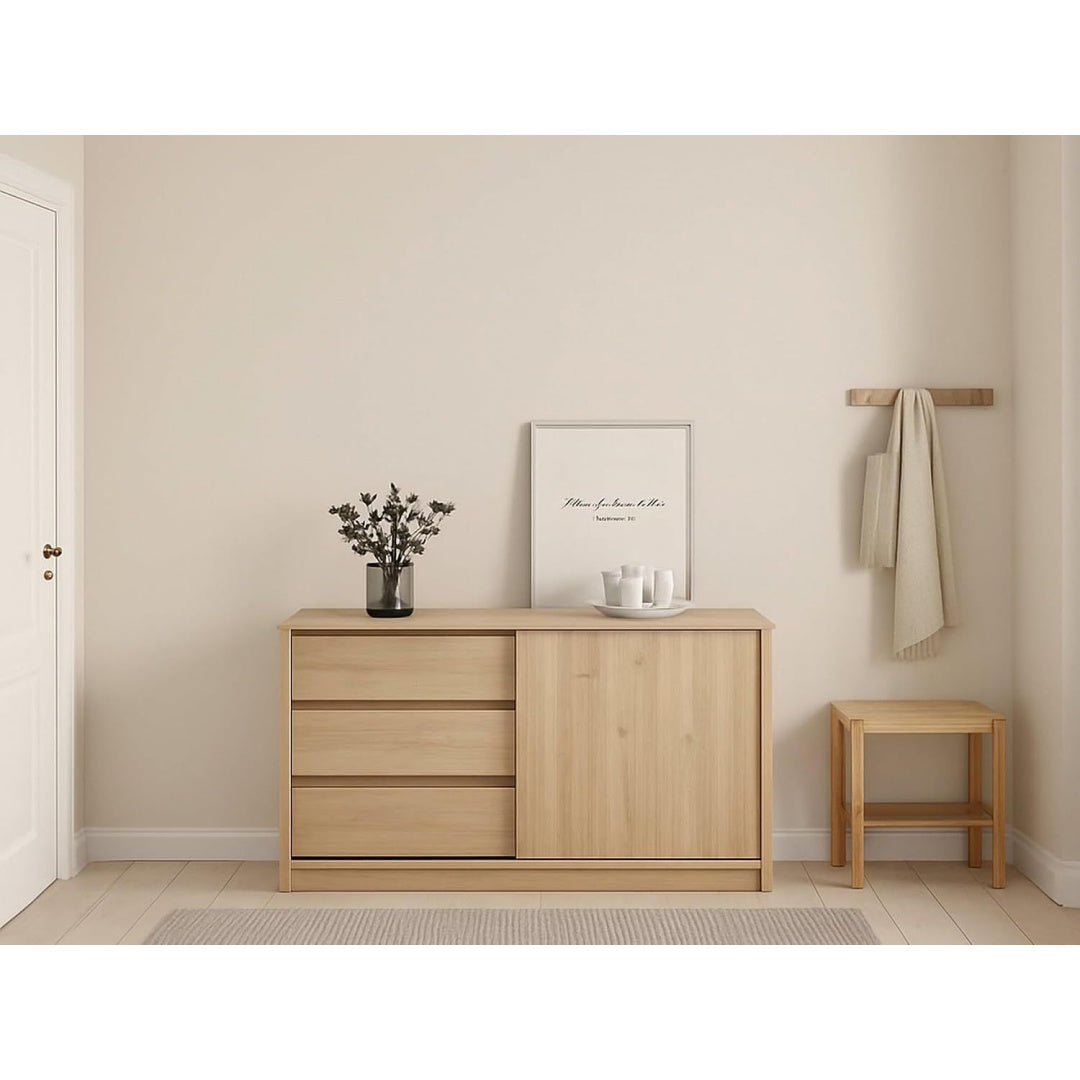 Pour un interieur harmonieux, buffet avec tiroirs, avec portes en finition naturel pi5047956