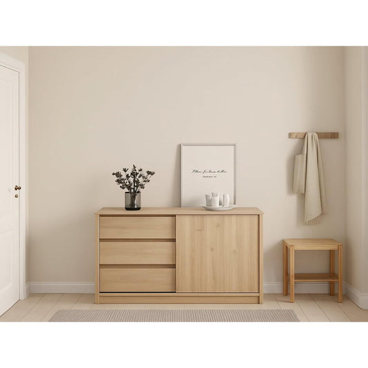Pour un interieur harmonieux, buffet avec tiroirs, avec portes en finition naturel pi5047956