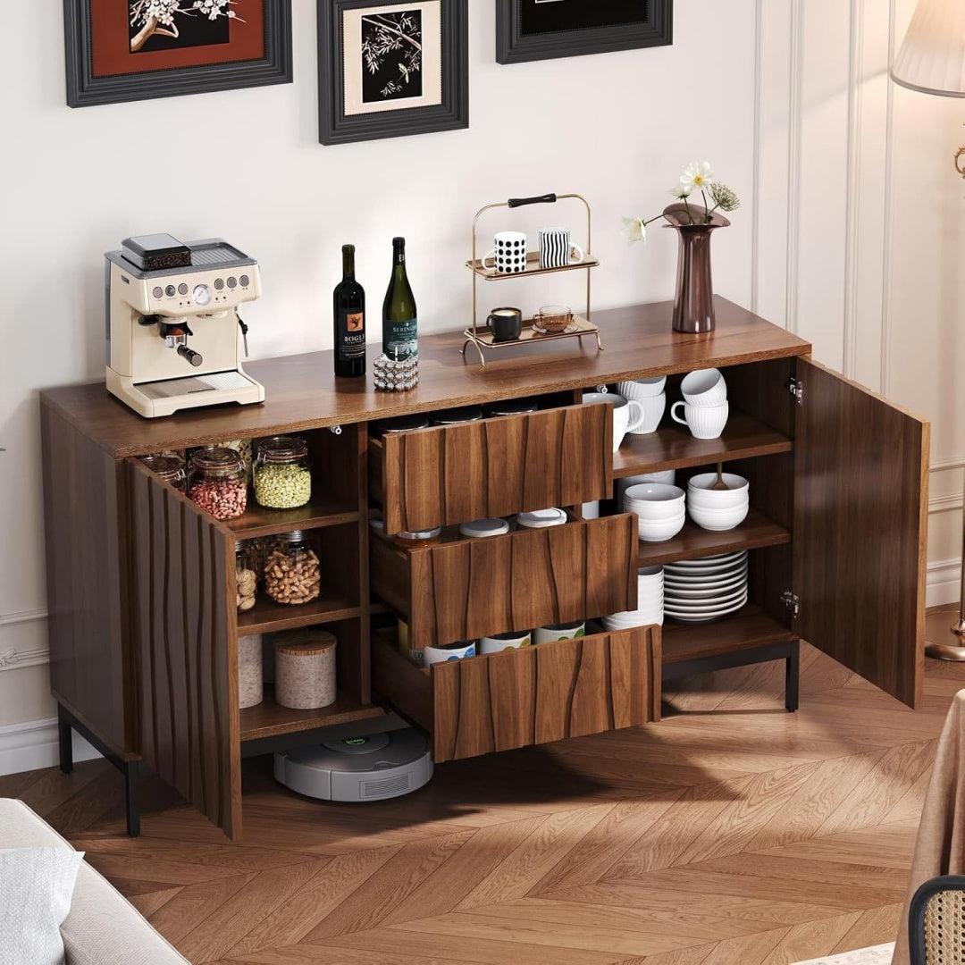 Un espace mieux organise grace a ce bibliotheque avec portes, avec etageres, finition blanc et bleu nd0458032