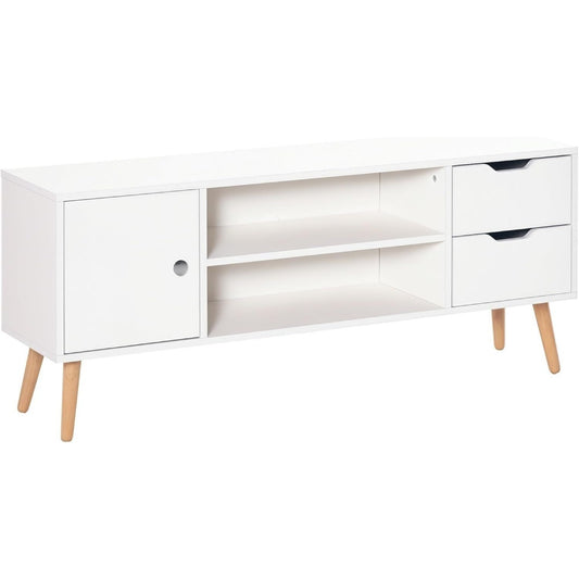 Le charme du rangement avec ce commode avec tiroirs, aux accents metalliques, coloris blanc et bois naturel
