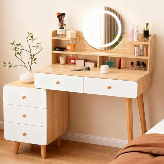 Un espace mieux organise grace a ce buffet avec tiroirs, avec portes, finition bois naturel oy8874124