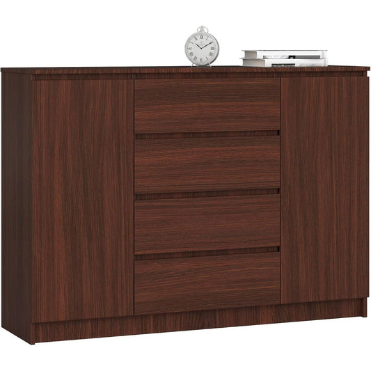 Une silhouette equilibree pour ce commode avec tiroirs, avec portes, teinte marron et vert zk0425966