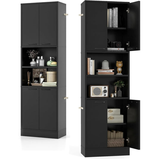Le charme du rangement avec ce bibliotheque avec portes, avec etageres, coloris blanc et chene lb6255952