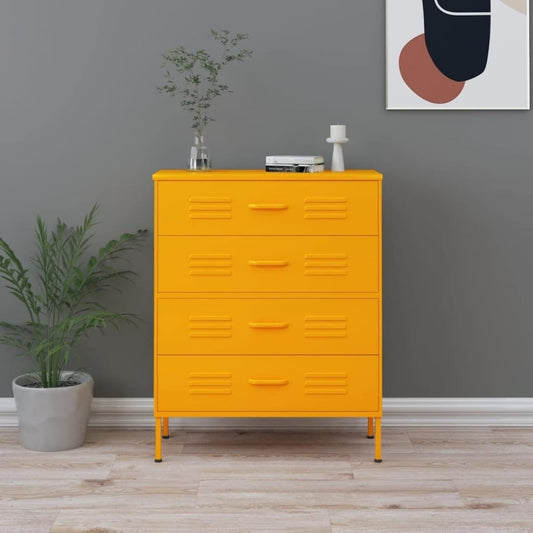 Le charme du rangement avec ce commode avec tiroirs, aux accents metalliques, coloris blanc te4142891