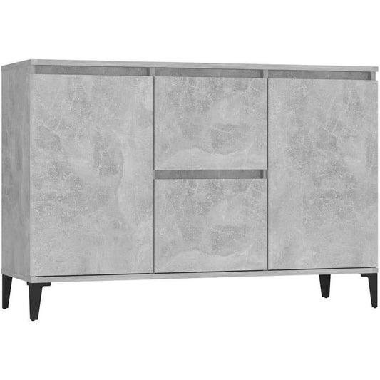 Pour un interieur harmonieux, buffet avec tiroirs, avec portes en finition gris et bois naturel