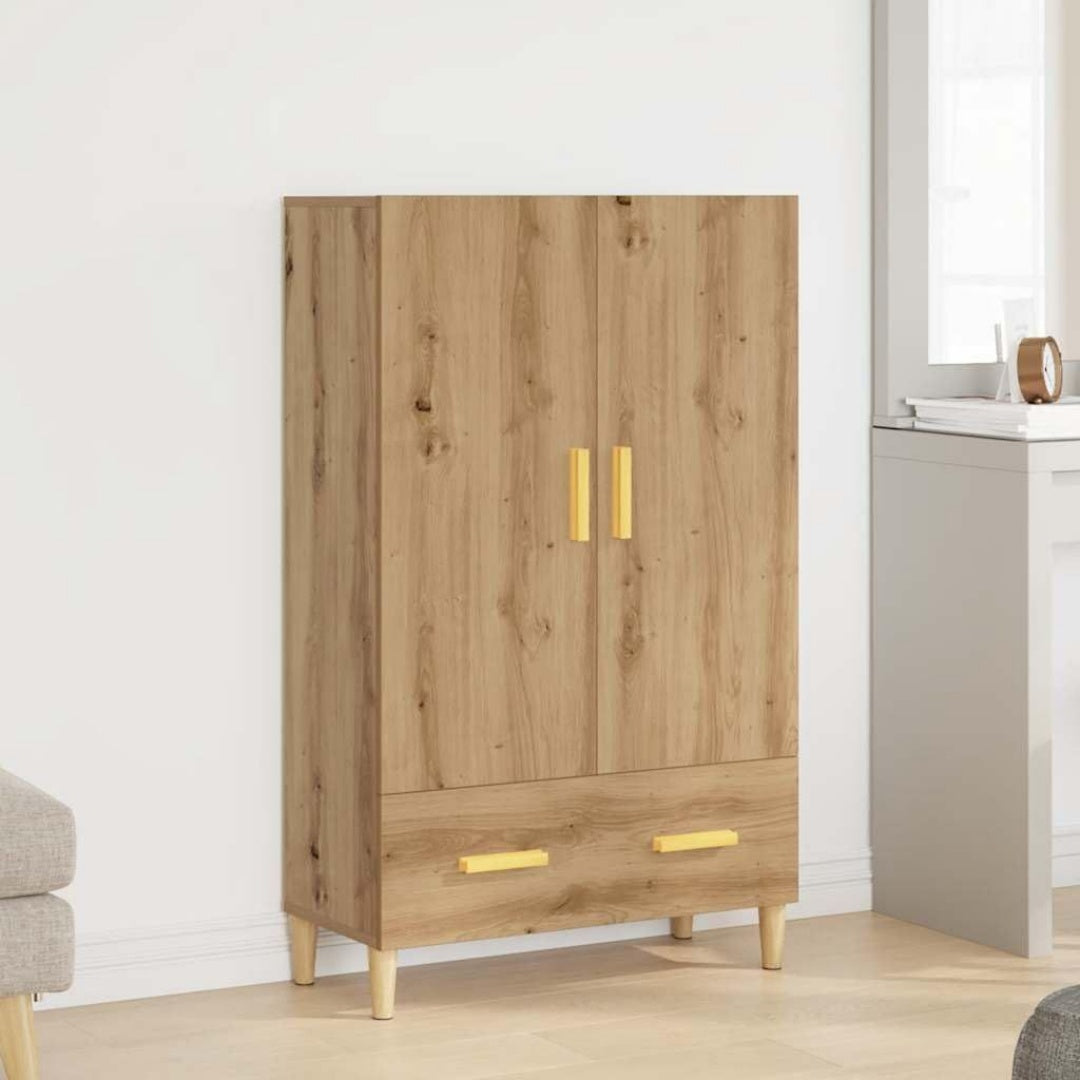 Une silhouette equilibree pour ce buffet avec tiroirs, avec portes, teinte chene et bois naturel